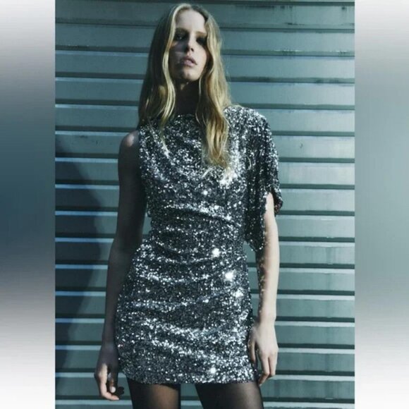 ZARA SEQUIN MINI DRESS - Picture 6 of 10